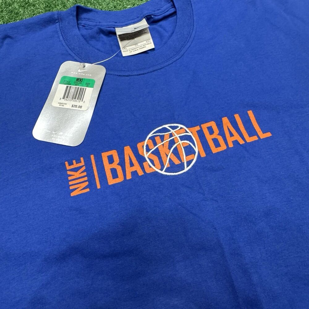 Vintage Nike Basketball T-Shirt Mens XL Blue Deadstock 2002 Swoosh Graphic Tee - Picture 6 of 7